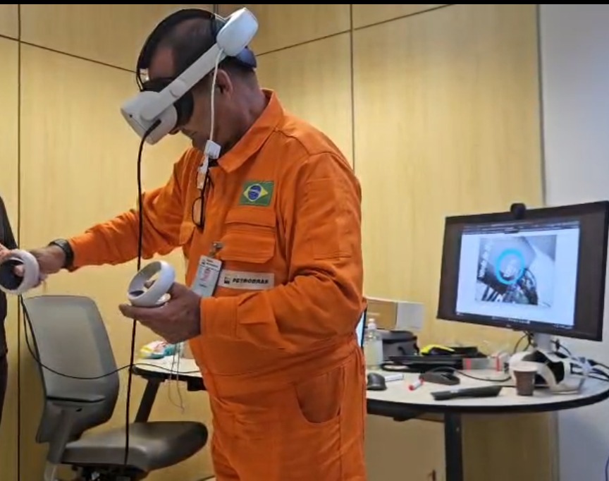 Participante durante sessão de teste do simulador