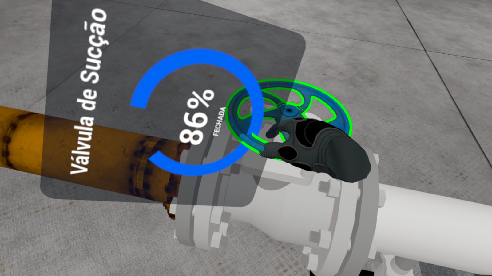 Captura de tela do simulador VR - Procedimento LIBRA