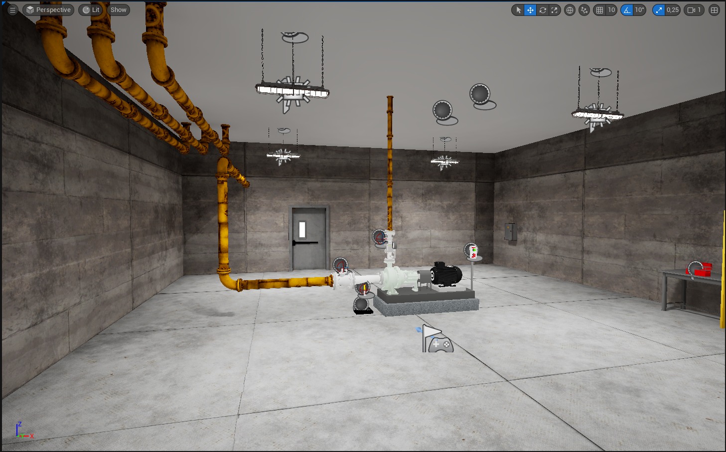 Captura de tela do simulador VR - Ambiente completo